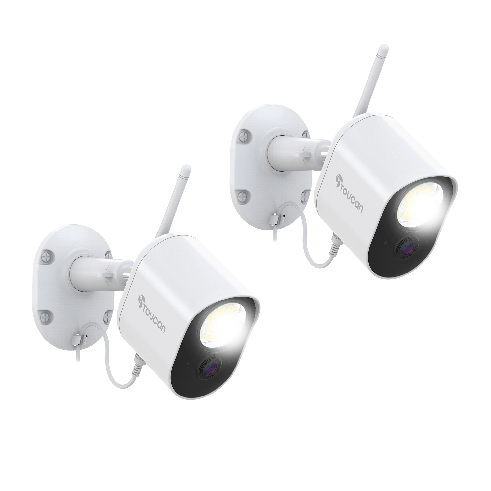 Toucan Wi-Fi Security Floodlight Camera — 1080p, 1200 Lumen, 2-Pack, Motion Detection, Night Vision, 2-Way Audio, Weather-Resistant, Model# 843631194041